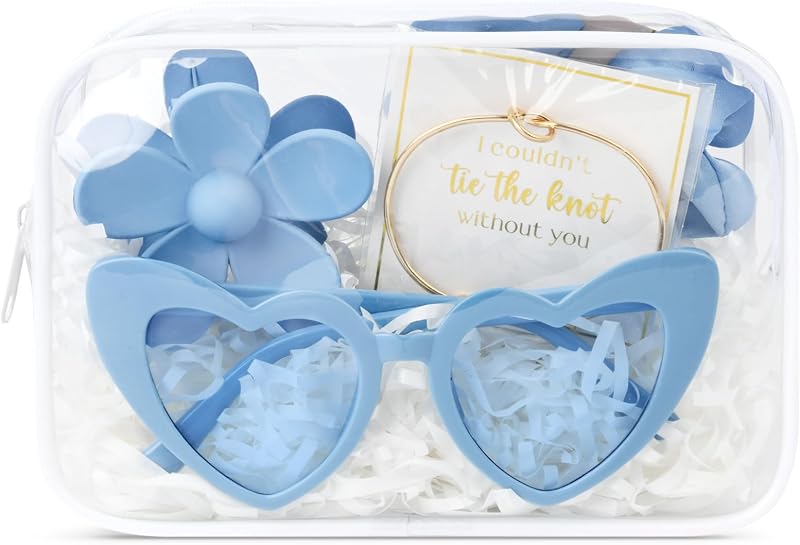 DEEKA Kit com 5 acessórios para madrinhas, necessaire transparente azul