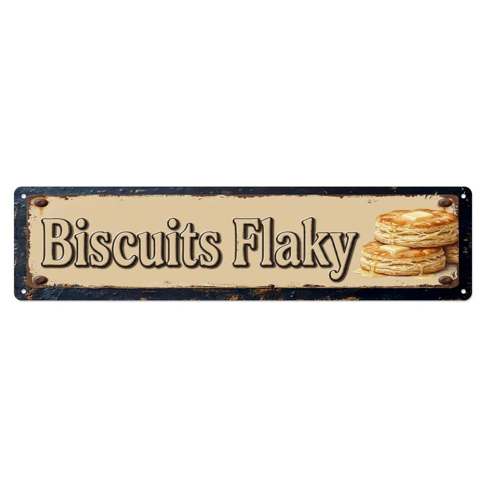 Vintage Biscuits Flaky Buttery Farmhouse Metal Tin Sign