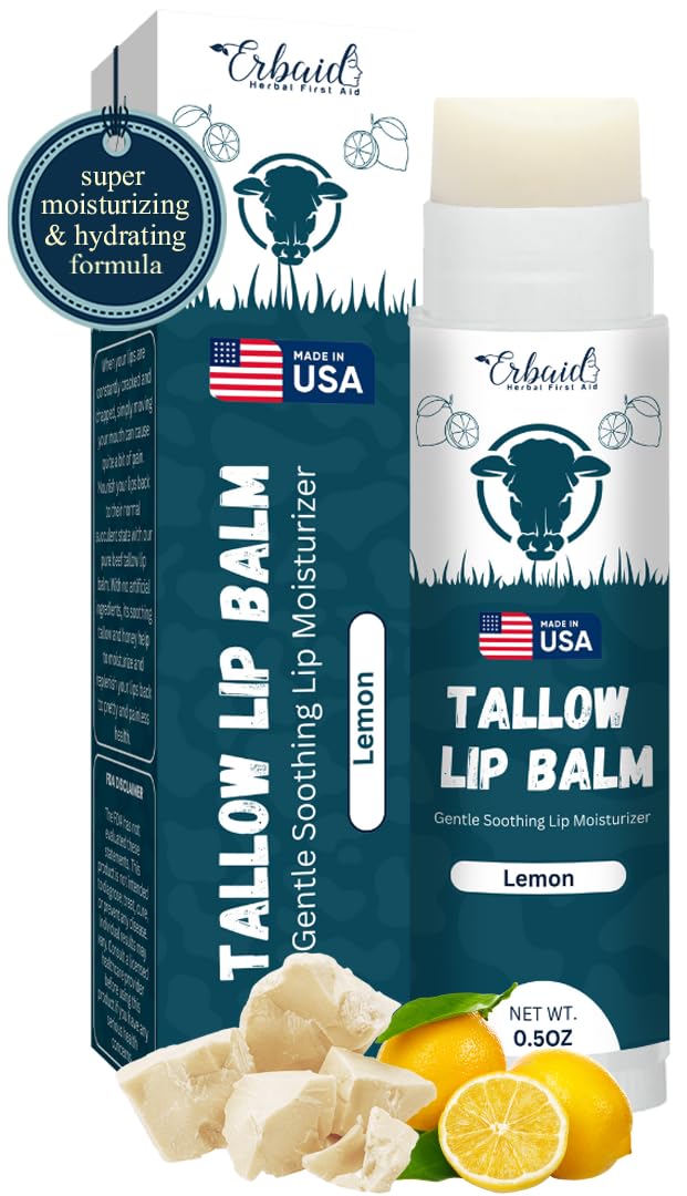 Beef Tallow Lip Balm Natural Tallow Beeswax Chapstick Hydrating Moisturizer Grass Fed Bison Tallow Balm Lip Care Soothes