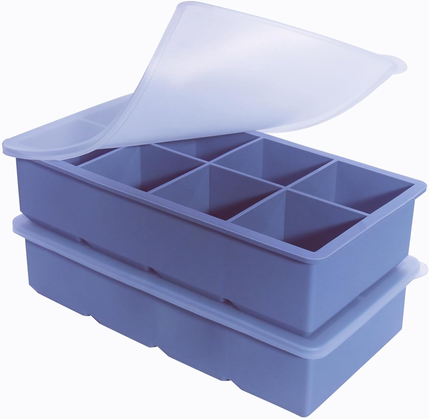 1/2 Cup Silicone Freezer Tray With Lid - Silicone Freezer Molds 4-Pack For meal prep & freezing of various sauces and other dishes, makes 32 perfect 1/2 cup portions cubes (Blue 4 Pack)
