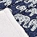 Lush Decor Navy Elephant Parade Throw Fuzzy Reversible Sherpa Blanket 60” x 50 White