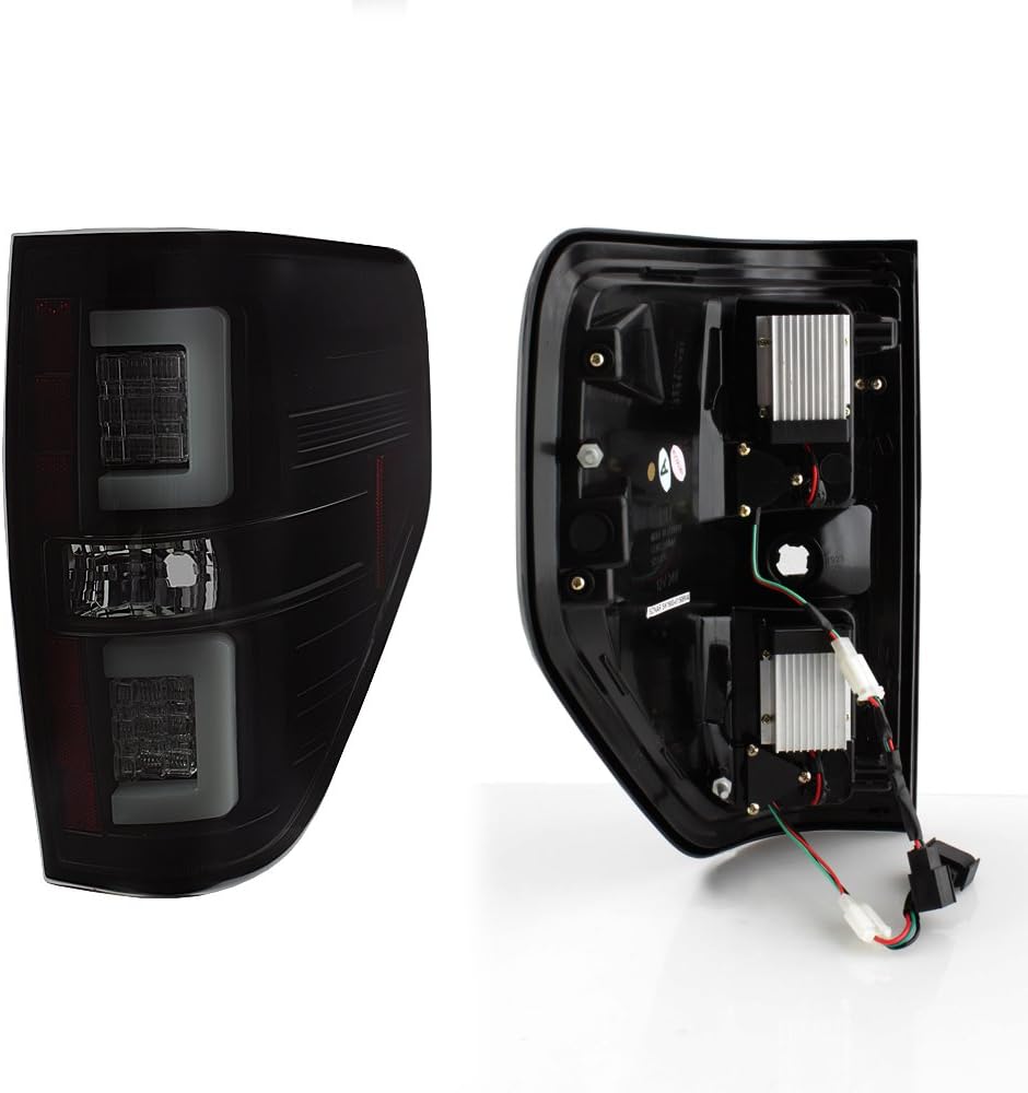 AKKON - For Black Smoked 09-14 Ford F-150 F150 Pickup Truck LED Tube Tail Lamps Brake Lights Left+Right Pair