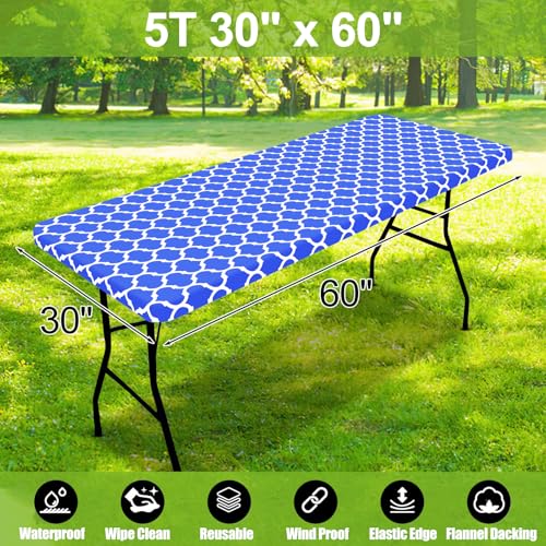 Smiry Picnic Fitted Table Cover, 5 Foot Flannel Backed Vinyl Tablecloth by Smiry - Used condition - Image 8