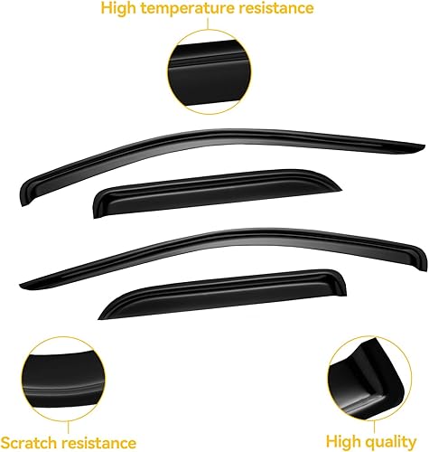 Miniatura 379 de Visera de ventana para Toyota 4Runner 2010-2024, protectores de lluvia de canal exterior, deflector de ventilación, sombra de viento, humo oscuro