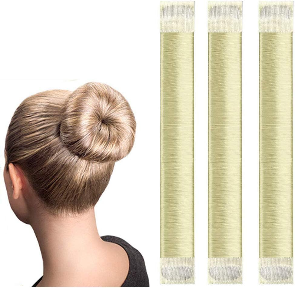 Magic Bun Makers 3 Pcs,LHAAAYF Professional Hair Bun Maker-Donut Hair- Perfect Hair Bun Maker-Ballet Bun Maker-Easy Bun Hair Tool-Kids Ballerina Bun-Shaper Bun Hair Tool, Blonde