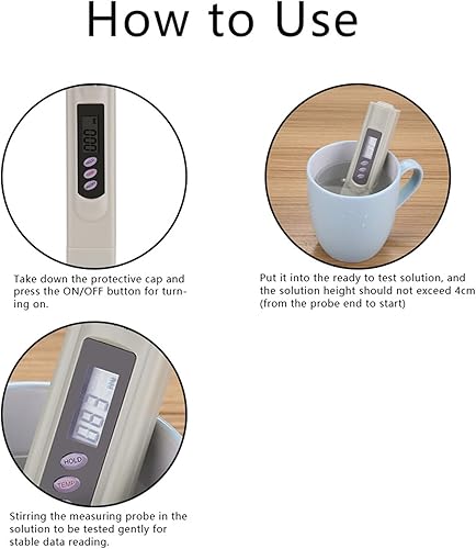 Miniatura 8 de Probador de calidad del agua - 1pc Digital TDS Total Disuelto Sólidos Medidor Pluma Calidad Agua Pureza TempPPM Prueba