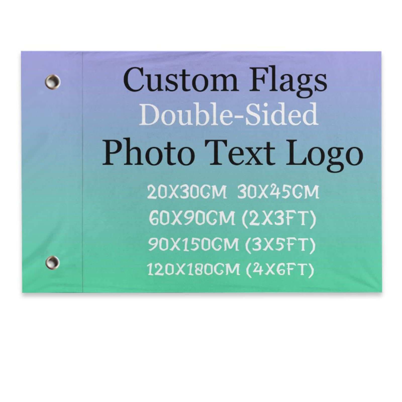 Custom Flags Photo Text Logo Personalised Banners, Double Sided Design