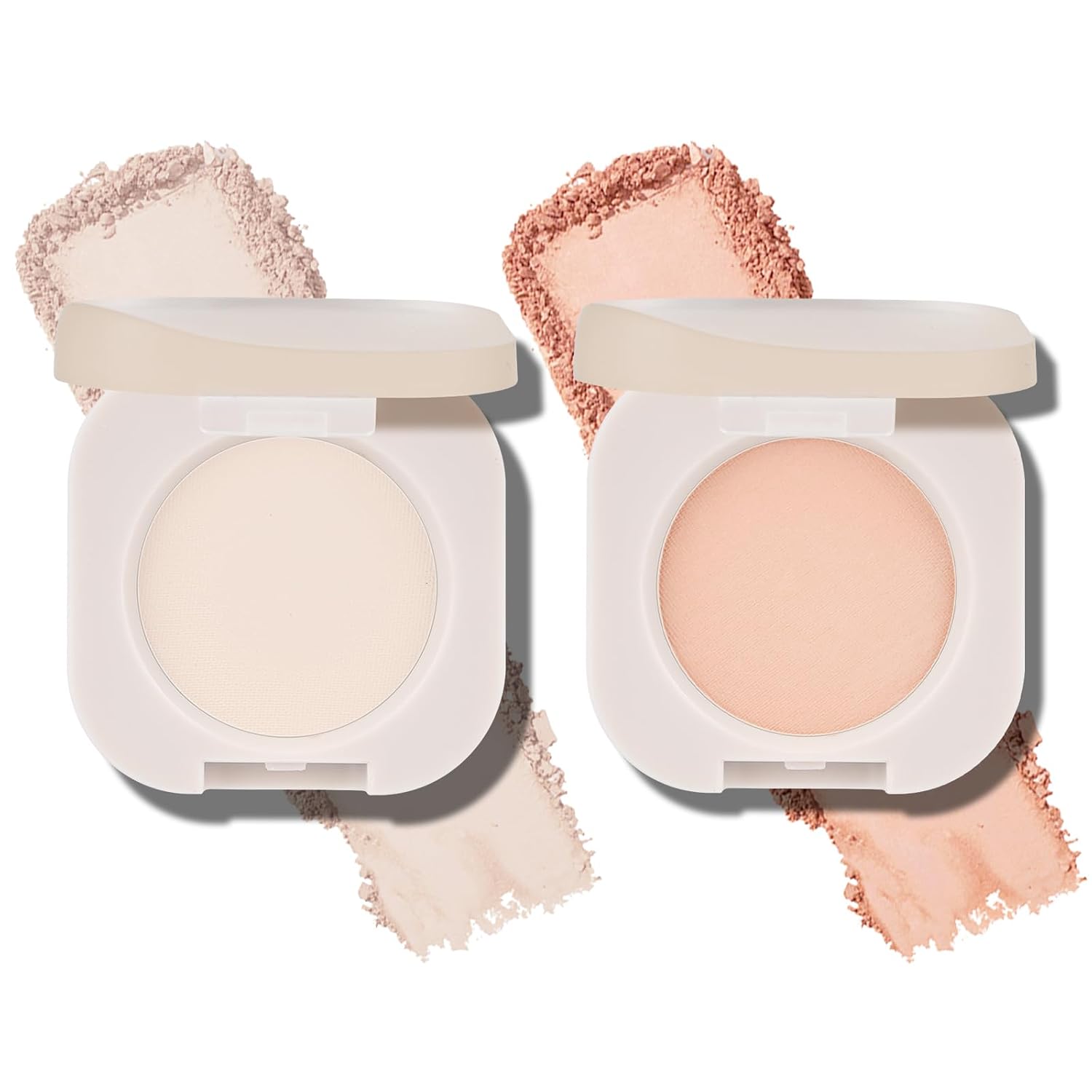 KYDA 2 Colors Single Matte Eyeshadow, Off White Vanilla + Warm Peach, Ultra-fine Lightweight Powder, Daily Matte Pressed Eyeshadow, Moonlight & Autumn Apricot