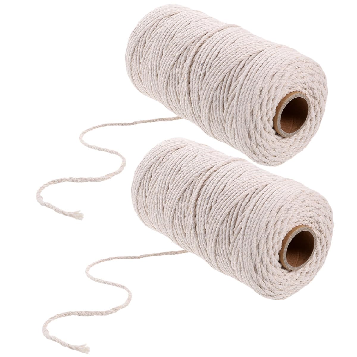 2 Rouleaux de Ficelle de Coton Blanche de 3 mm, Fil de Viande et Ficelle de Coton de Cuisine, 100 m de Ficelle de Cuisson de qualité Alimentaire for l'emballage et Le rôtissage de saucisses