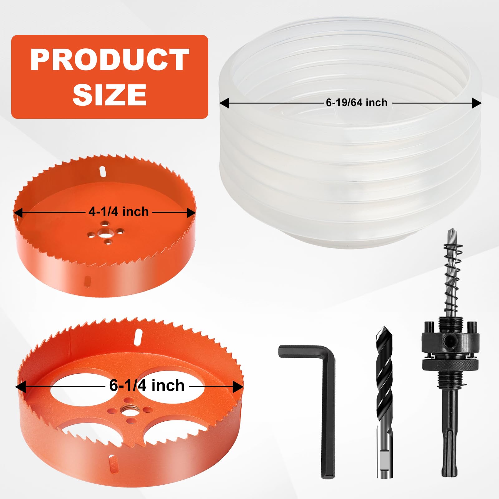 Sega a tazza per luci da incasso, 2 pezzi, kit con sega a tazza con ciotola per la polvere per illuminazione da incasso, sega a tazza cattura polvere con taglierina bimetallica per legno e cartongesso