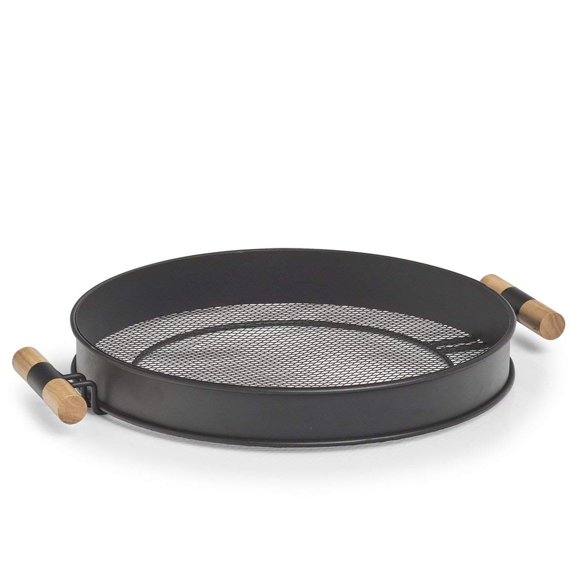Zeller Bandeja de metal con asas, estructura de red, 48 cm de diámetro, color negro