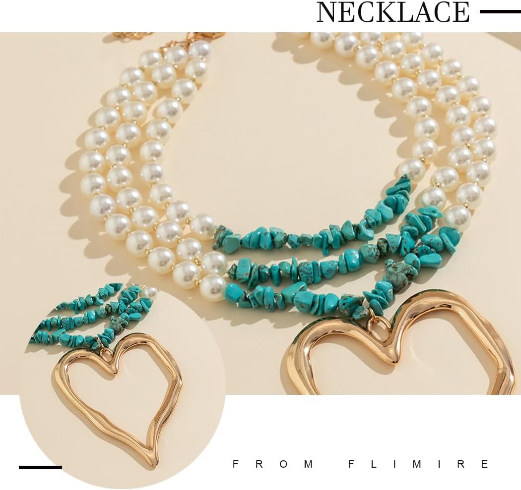 Starfish Layered Necklace for Women Turquoise Choker Necklaces Boho Beach Conch Pendant Jewelry - Image 5