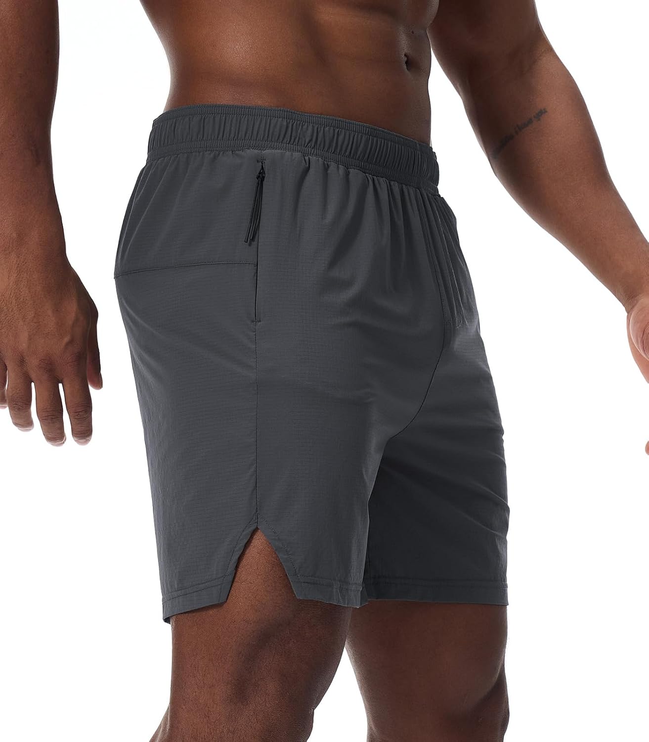 Surenow Men's Athletic Running Shorts Workout Gym Shorts Quick Dry Lightweight Basketball Tennis Shorts with Zipper Pockets