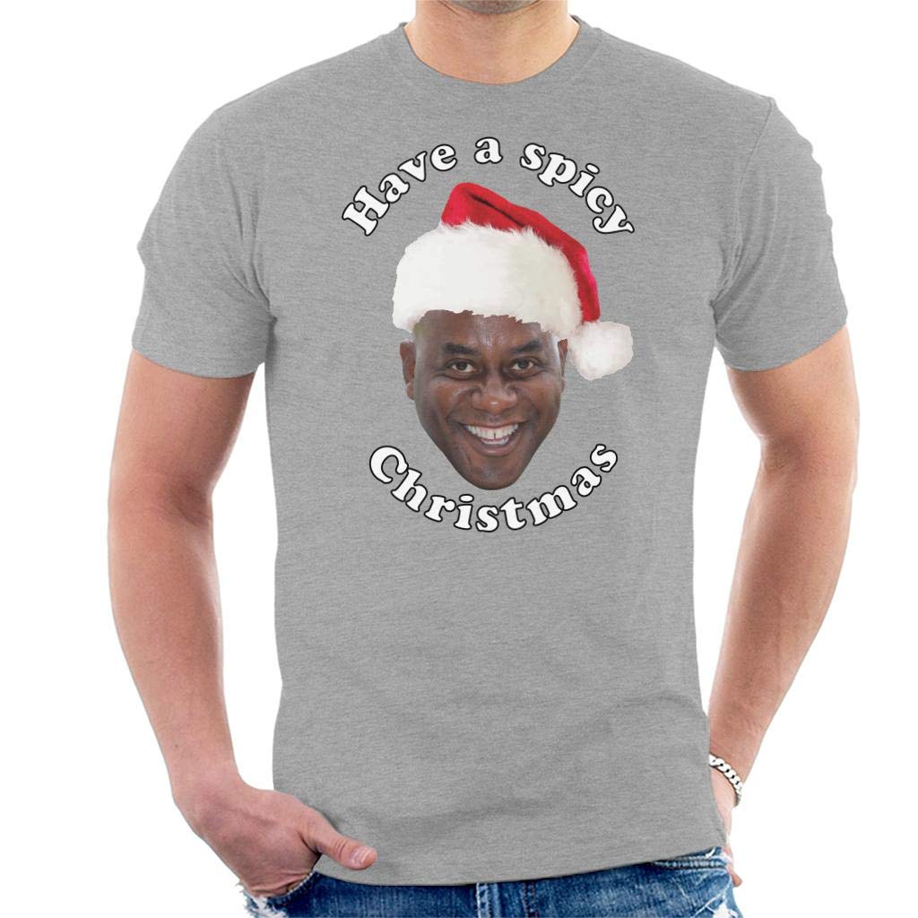 Cloud City 7 Men's Heather Grey Ainsley Harriott Have A Spicy Christmas T-Shirt