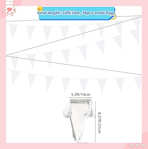 Miniatura 2 de Banderín blanco para bricolaje, banderines en blanco, banderas de tela triangular sólida, decoraciones para festivales, celebraciones, dormitorios,