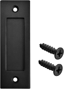 Running Black 6 inch Sliding Barn Door Finger Pull Set | Heavy Duty Modern Simple Invisible Handle| with Flat Bottom Easy to Install