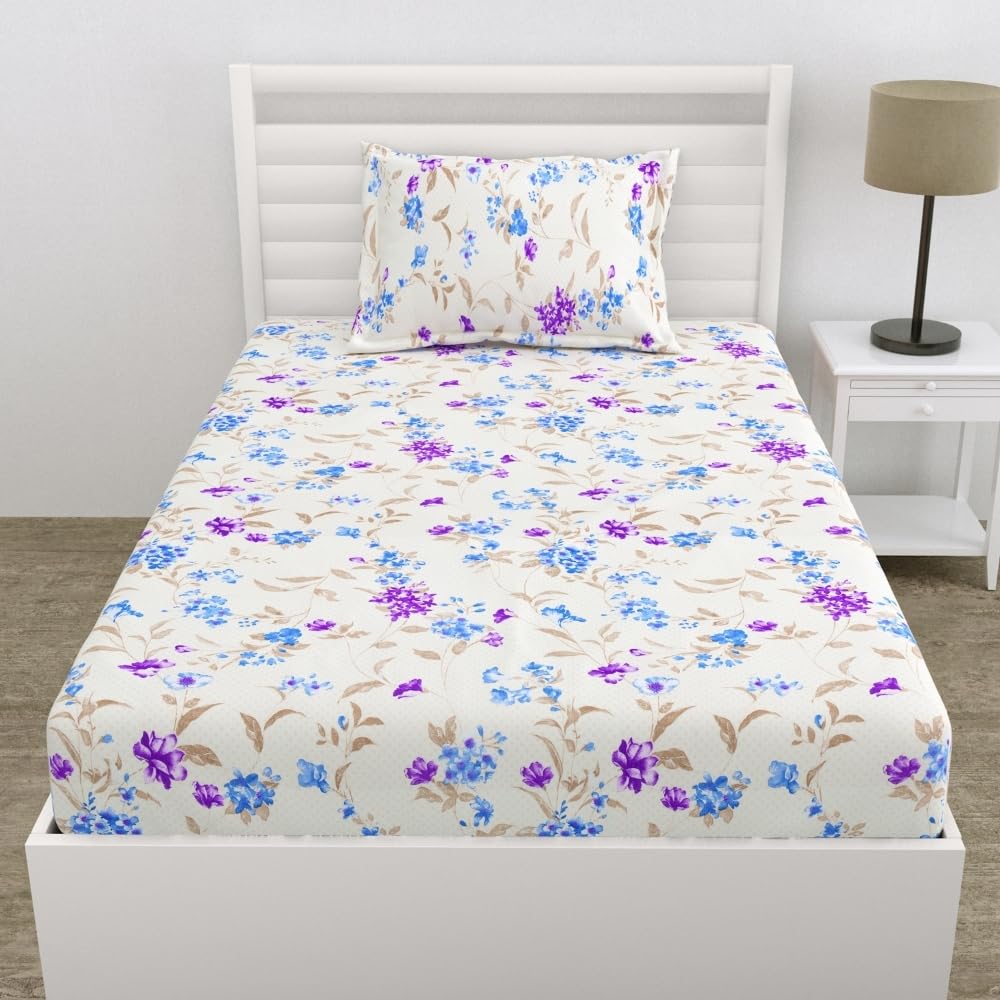 Haus & Kinder Ultrasoft Microfiber for Single Bed Bedsheet for Single Bed with 1 Pillow Cover Bedding Set Lightweight Breathable Bed Sheet Floralis Veil Nordic Haven-image-9