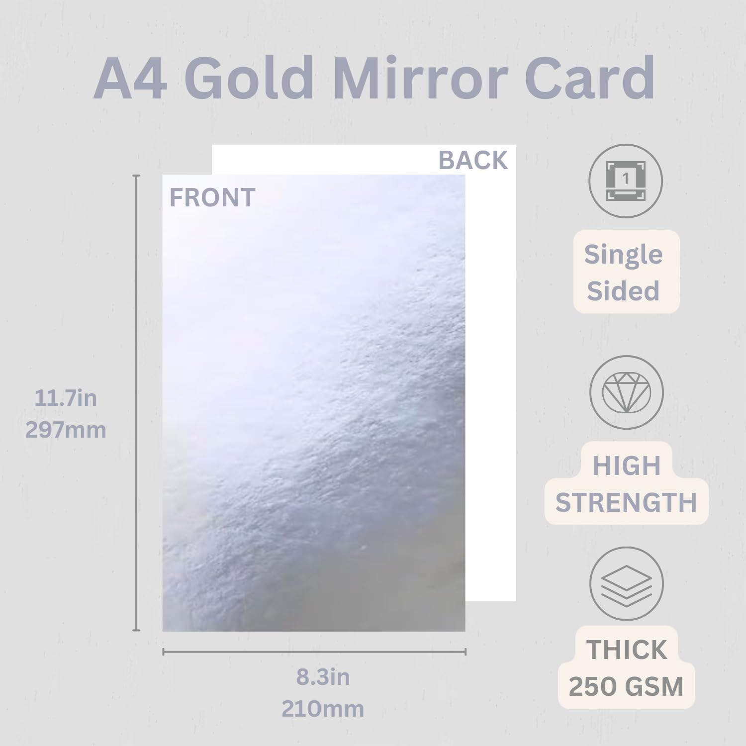 Silver Mirror Card A4 250gsm (25 Sheets)