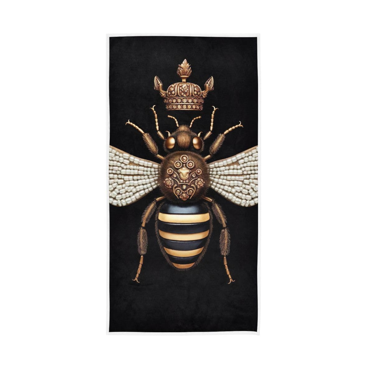 HUYGD Golden Bee with Crown Hand Towels Cotton Absorbent Soft Decorative Towel for Bathroom 15 x 30 Inch