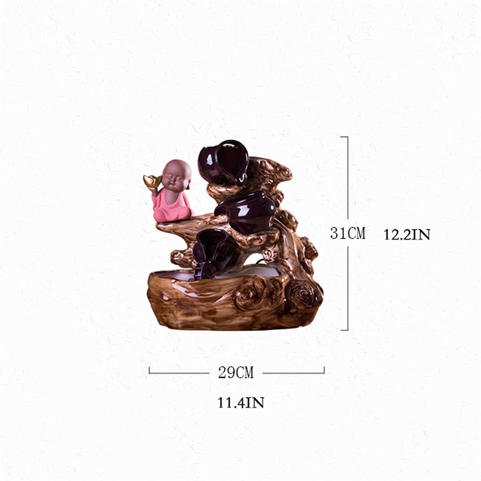 Fuente de sobremesa 12.2 "Cerámica Alta Alta/Cerámica al Aire Libre Fuente de la Fuente Zen, Fountain Fengshui Decoración de Interiores □ para Oficina y Decoración del Hogar Fuente de Mesa