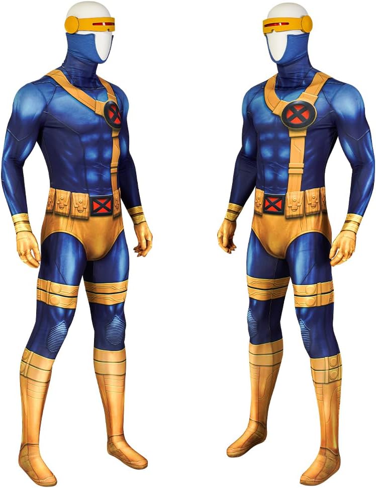 Size medium Scott Summers Costume, X 97 Super Hero Cosplay Jumpsuit Halloween Deluxe Outfit for Men