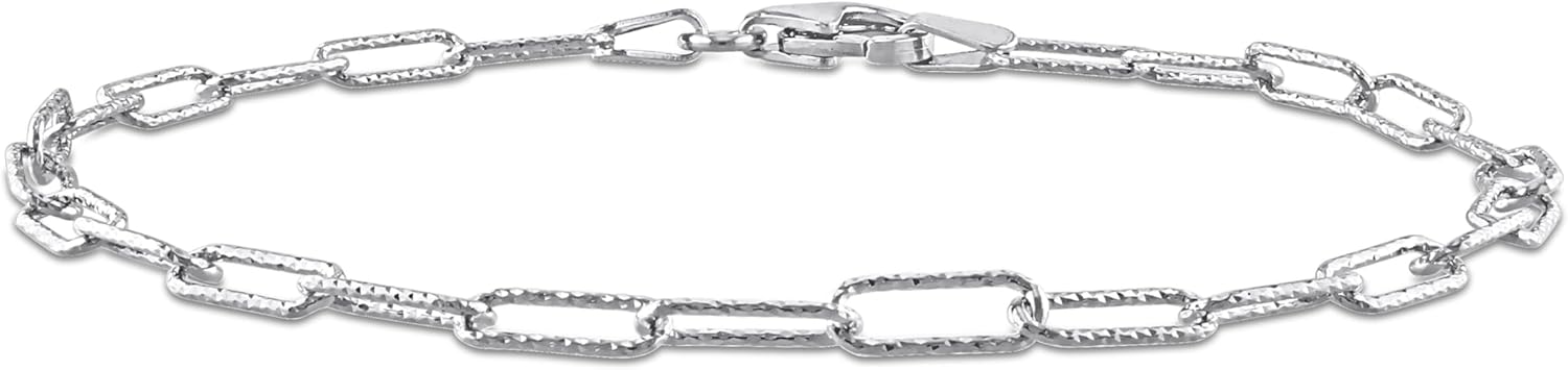Italian 925 Sterling Silver Fancy Paperclip Chain Bracelet - For Men & Women - Available in Silver, Yellow Gold or Rose Gold - Various Lengths and Widths