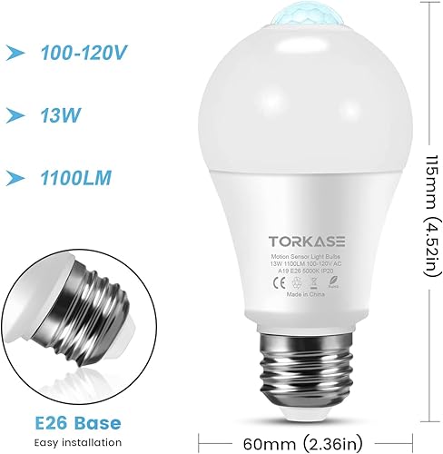 Miniatura 2 de Bombillas con sensor de movimiento, 13 W (equivalente a 100 vatios), bombilla LED de seguridad activada por movimiento, luz diurna de 5000 K,