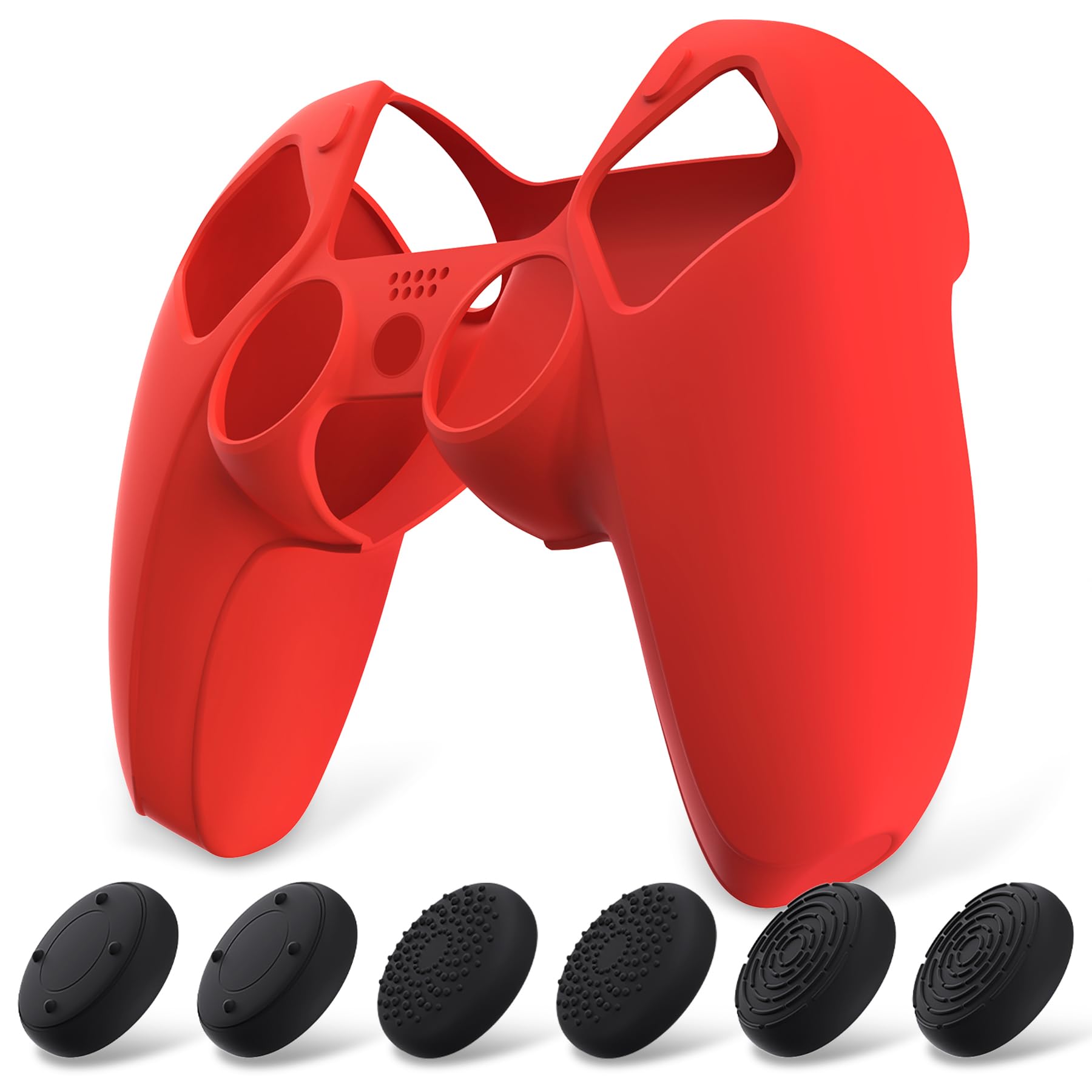 PlayVital Funda de Silicona para ps5 Mando - Cubierta Protectora Antideslizante y Suave con 6 Tapas para Pulgar, Grip Mejorado, Compatible con Base de Carga (Pure Series-Grieta Energía) — view 15