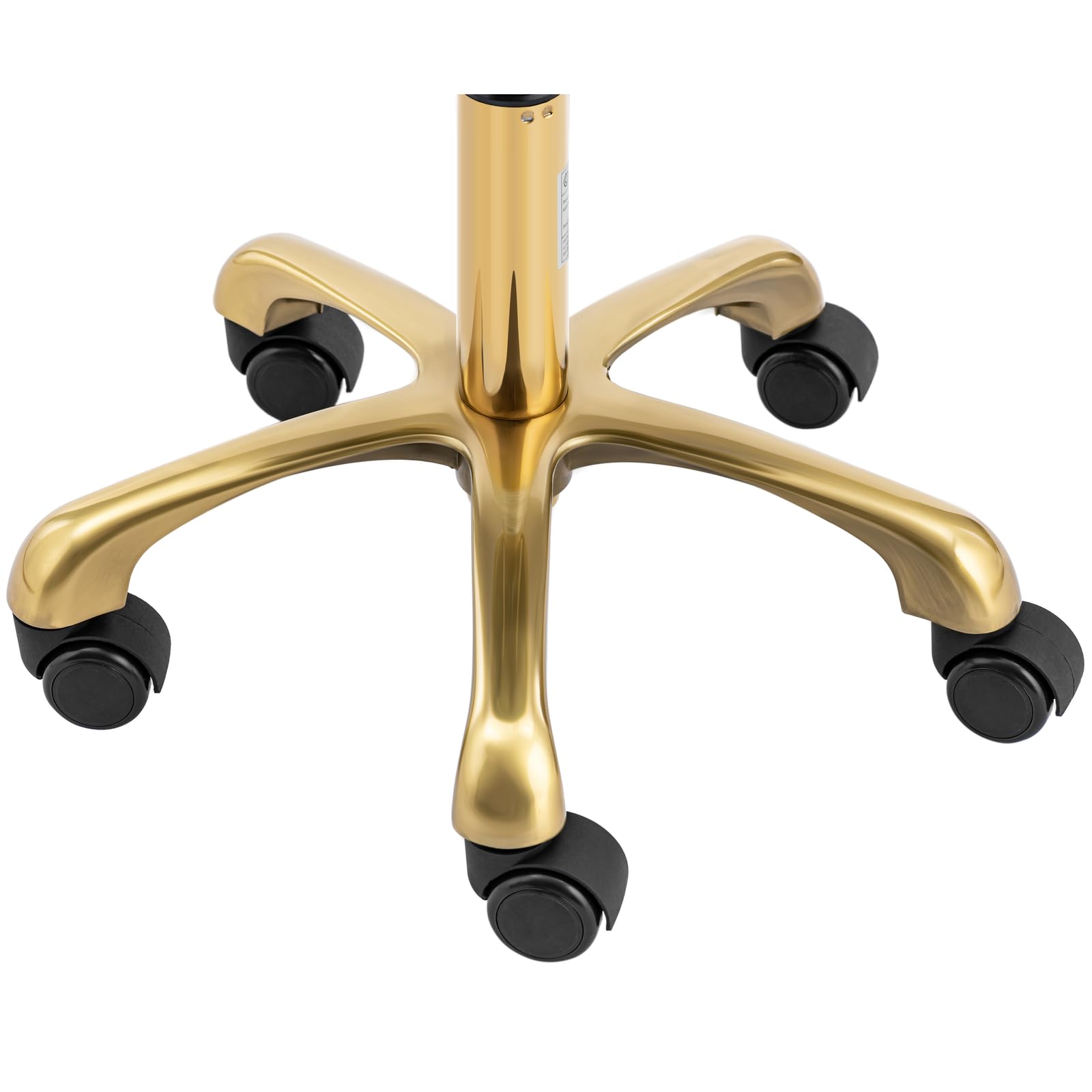 Physa Rollhocker mit Lehne 48-61 cm 150 kg Zartrosa/Golden höhenverstellbarer Friseurhocker Kosmetikhocker Praxishocker