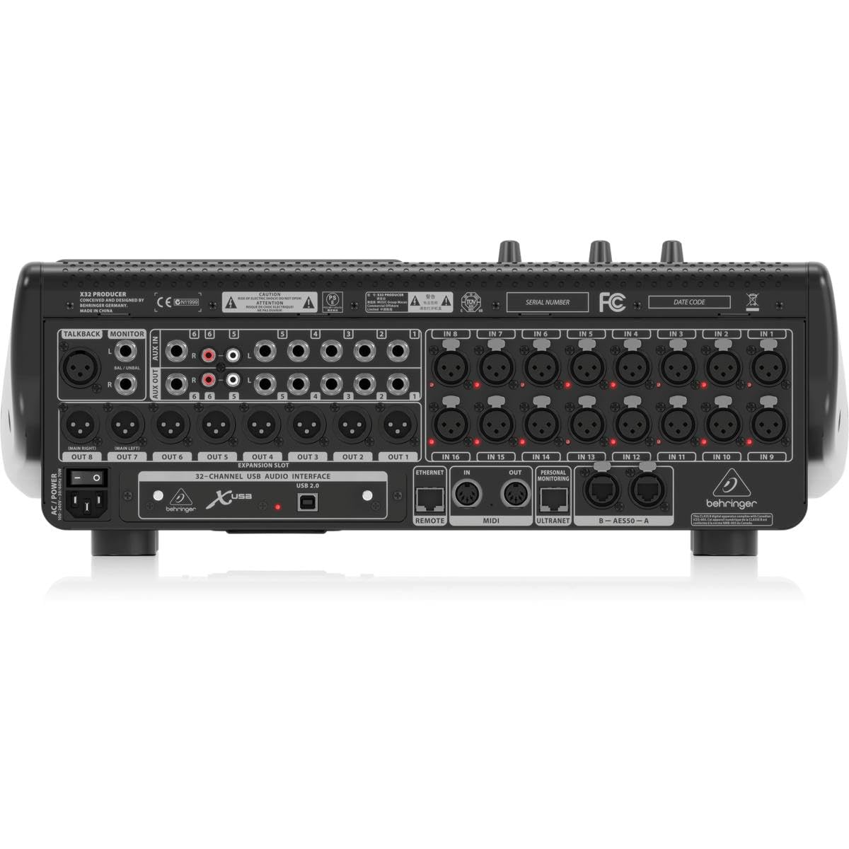 Behringer X32 PRODUCER Console di missaggio digitale montabile su rack a 40 ingressi e 25 bus con 16 preamplificatori Midas programmabili, 17 fader motorizzati, interfaccia audio a 32 canali e telecomando per iPad/iPhone*