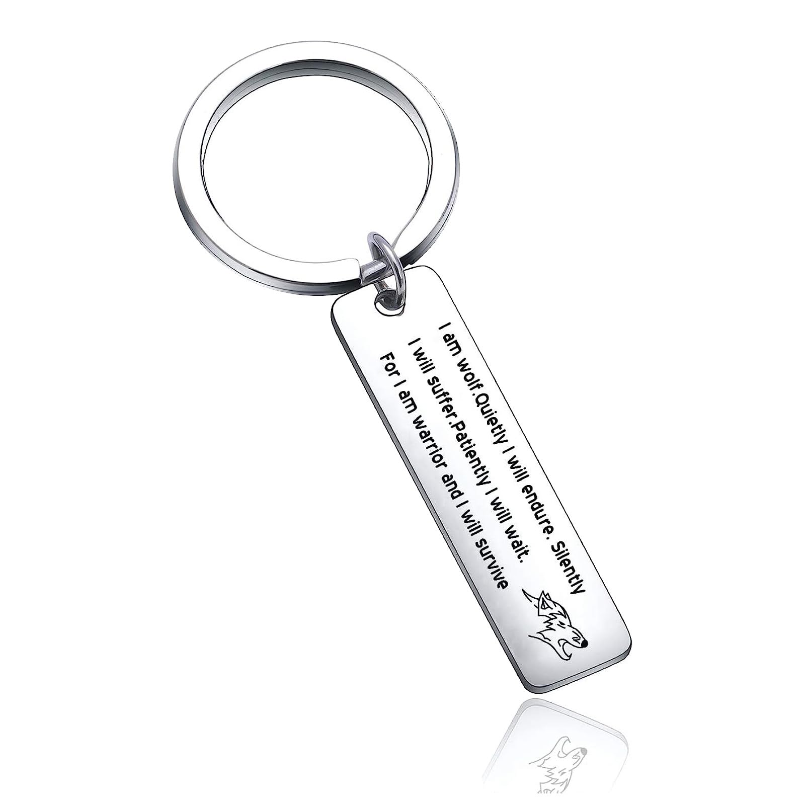 Inspirational keyring I am wolf Inspirational Mantra Quote Keyring Gift for Family Friends Fighter Gift Wolf Keychain