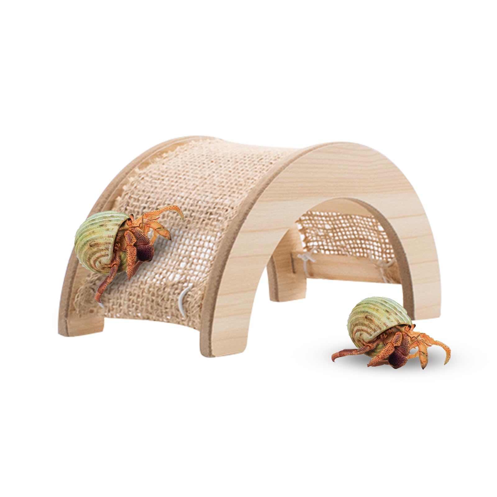 Hermit Crabs Climbing Bridge, Wooden Hermit Crab Climbing Toys with Jute Cloth, Hermit Crab Hideout, Aquarium Tank Accessory Small Animals Cage