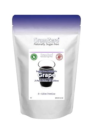 GramZero Grape Zero Calorie Sugar Free Drink Mix, Great For Nutrition Club Loaded Tea, Stevia Sweetened