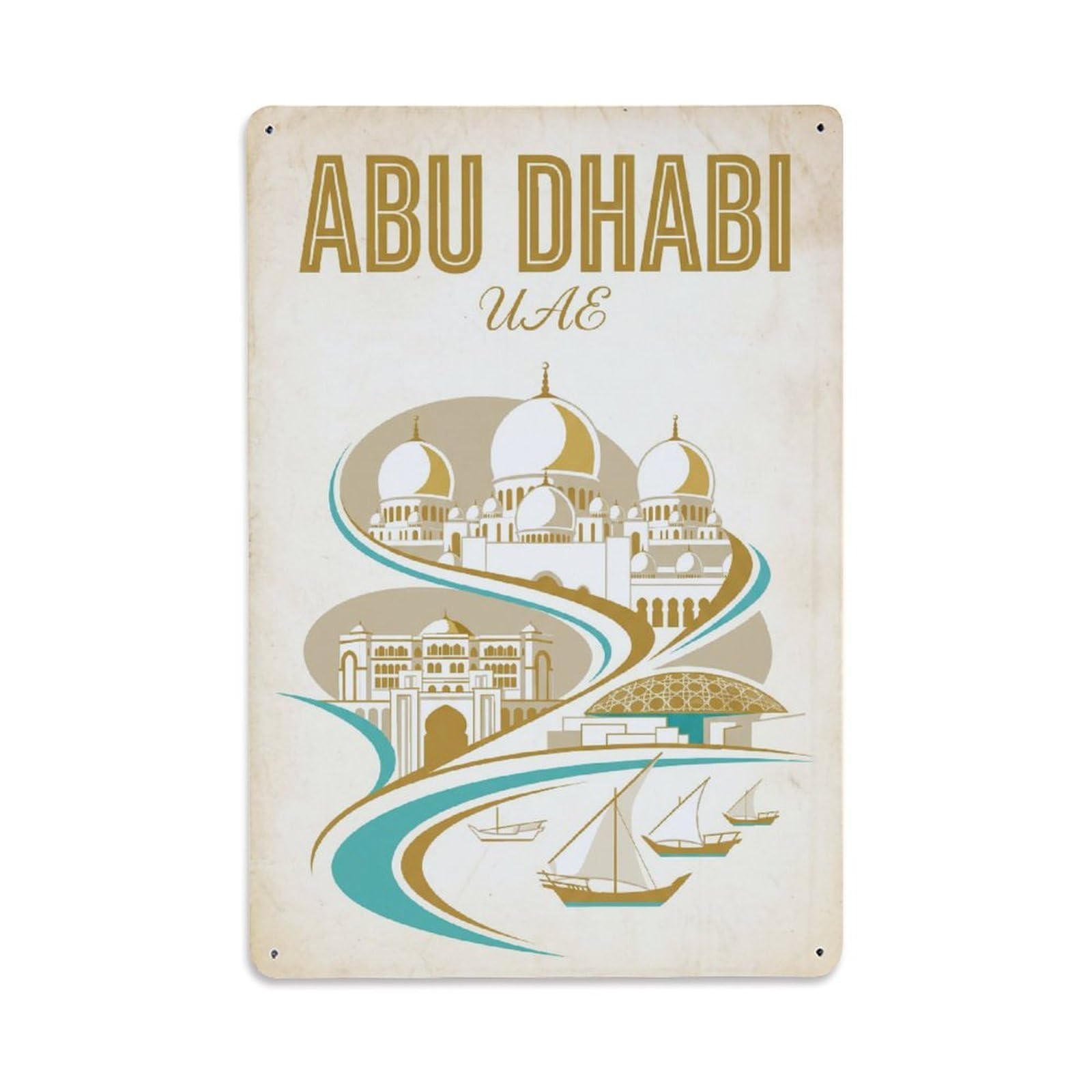 Metal Tin Sign Travel Retro UAE Abu Dhabi