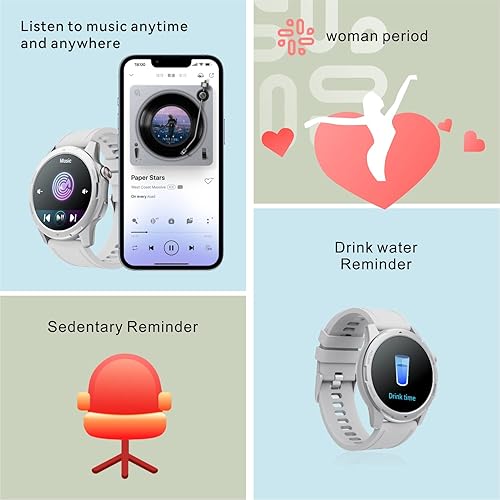 Miniatura 6 de GYMROAD Reloj inteligente con recepción y marcación rastreador de fitness impermeable para teléfonos Android iOS de 132 pulgadas pantalla táctil