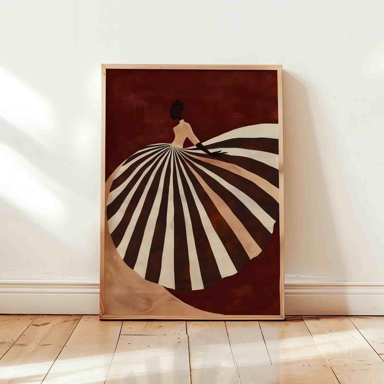 Rumlly Reflective Dark Brown Striped Wall Art Prints And Posters Abstract Artwork Wall for Girl's Room Home Decoration(80x120cm/Frameless)