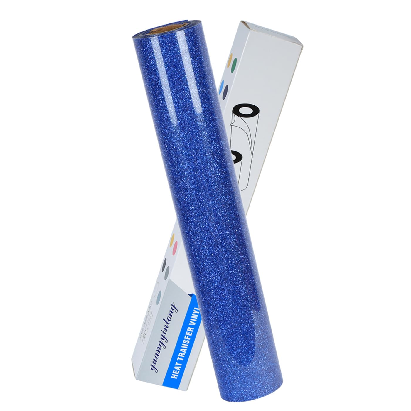 guangyintong Glitter Heat Transfer Vinyl 12" x 5ft Royal Blue Iron on Vinyl