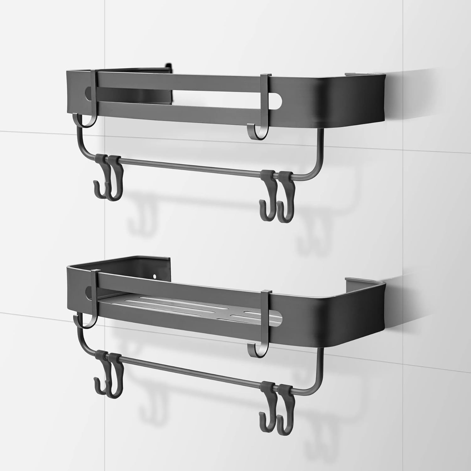 Mensola Doccia Senza Foratura - 3 Pezzi In Acciaio Inox Nero Con Adesivo - Foto 6