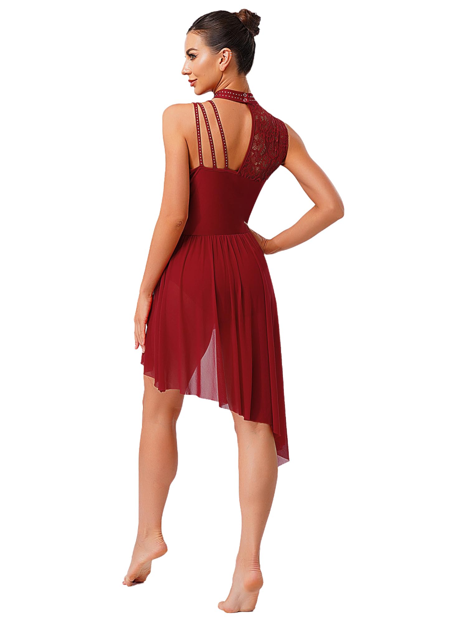 Robe de Danse Moderne Lyrique Femme Justaucorps Patinage Artistique Paillette Robe Danse Latine Moderne Costume Compétition