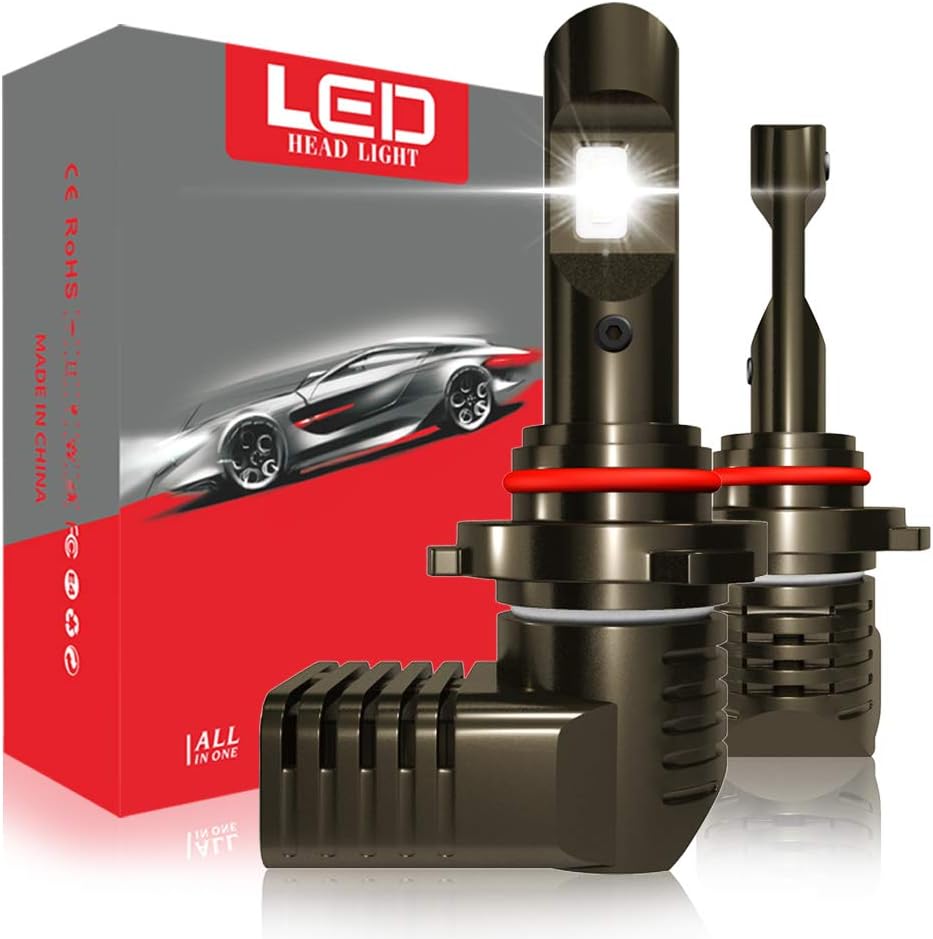 ROADSUN P10 Headlight LED 9005 HB3 LED Headlight Bulbs Conversion Kit, 60W 6000K 10000LM All-in-One Plug&Play LED Headlamps 1Pair, Ultra White Bright LED Bulbs