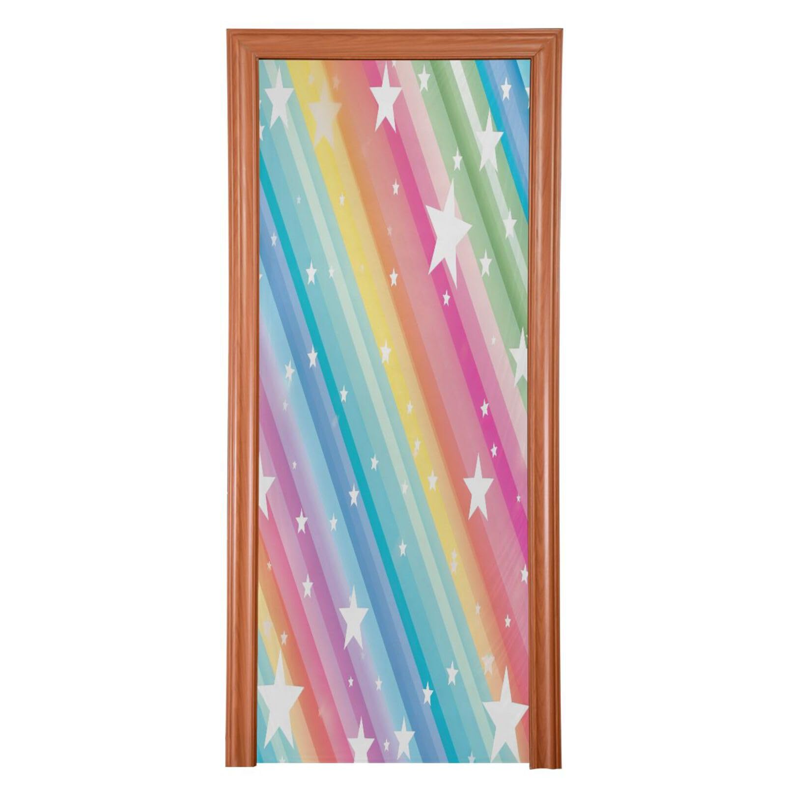 FLildon Colorful Rainbow Stars Door Cover Decoration, Party Accessory Porch Decor for Festive Ornament Room Door Covers 36 x 98 Inch