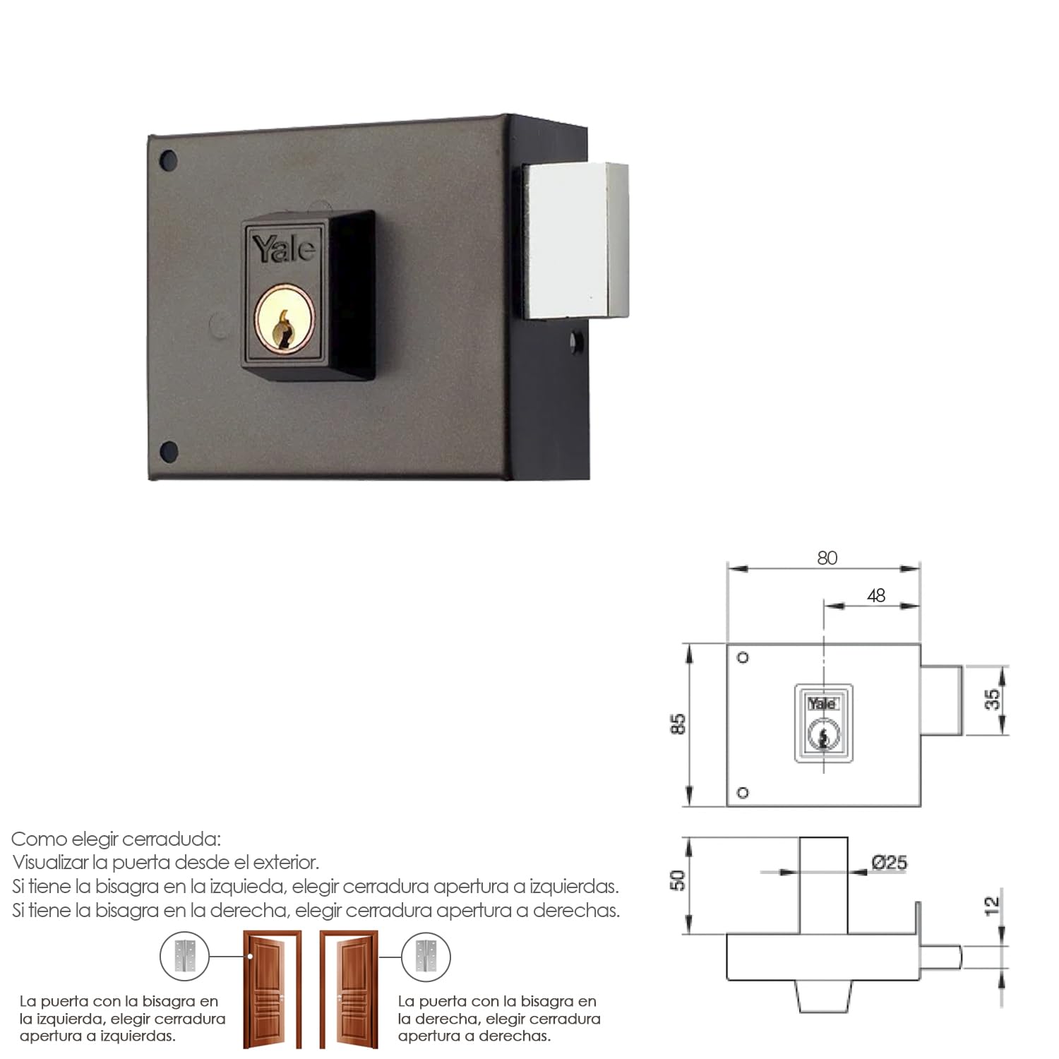 Cerradura Yale 124-a/hp/ 8/ Derecha