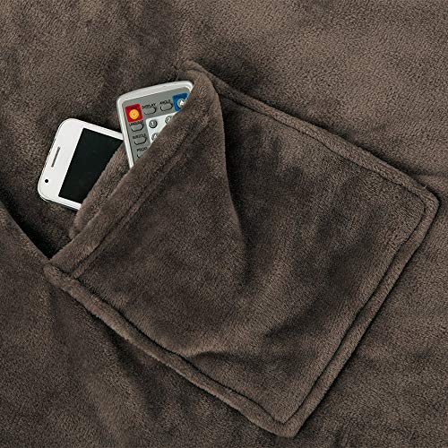 Gözze - Premium Kuscheldecke mit Ärmeln und Brusttasche, 150 x 240 cm - Braun – Ansicht 3