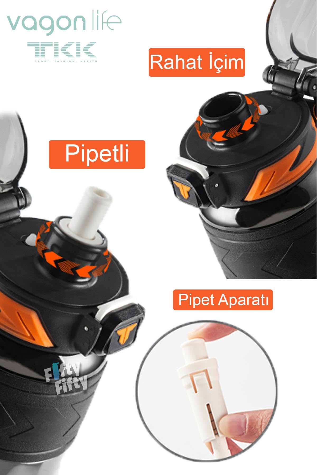 Vagonlife TKK 600 ML Çift Kullanım Pipetli/Rahat içim Bpa İçermeyen Tritan Su Matarası TKK600ML1019 Mor