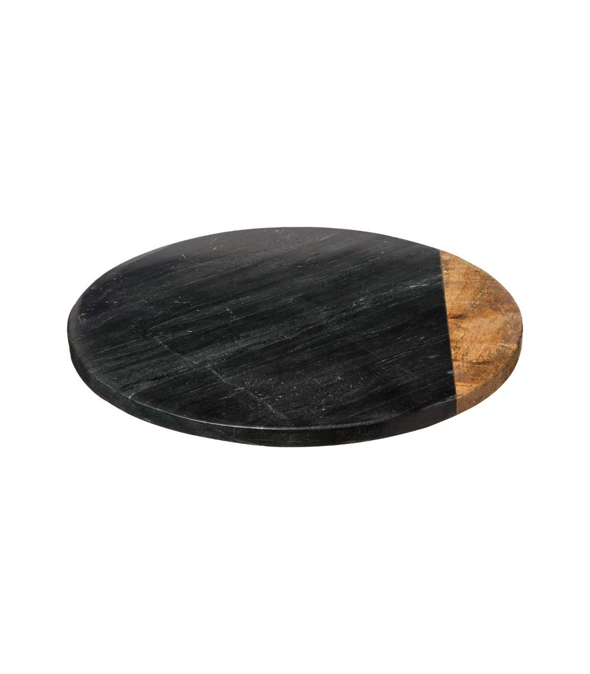 JJA Plato giratorio geométrico mármol negro mango 30 cm