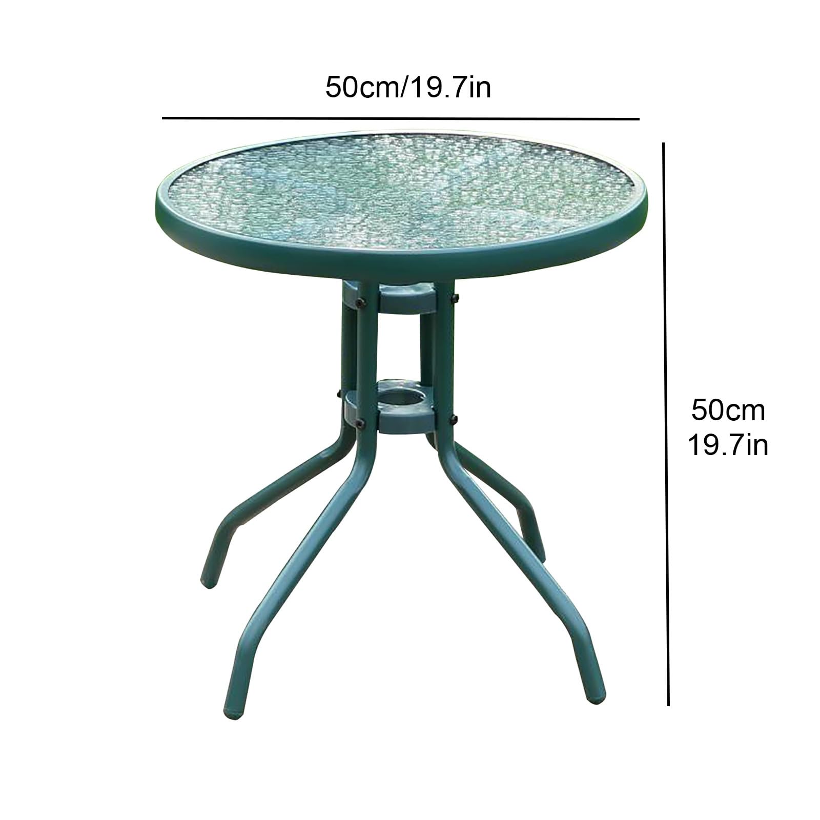 Tavolino Rotondo da Esterno, tavolino da caffè con Piano in Vetro temperato traslucido, comodino con Staffa per Tubo in Acciaio Addensato, Tavolo da Esterno per Piccoli spazi, Patio (Colore : Svart)