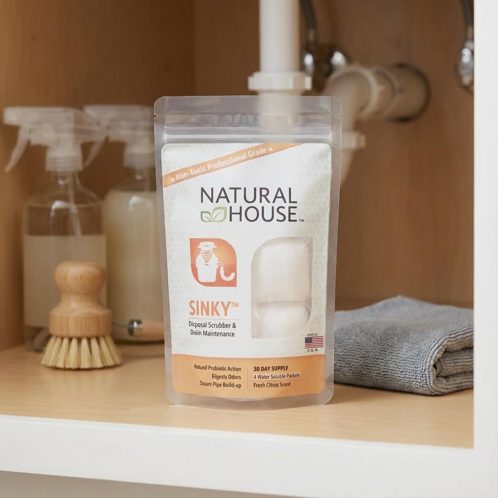 Natural House Sinky - Probiotic Garbage Disposal & Drain Cleaner Pods - Breaks Down Grease - Citrus Scent - Septic Safe - 120 Count