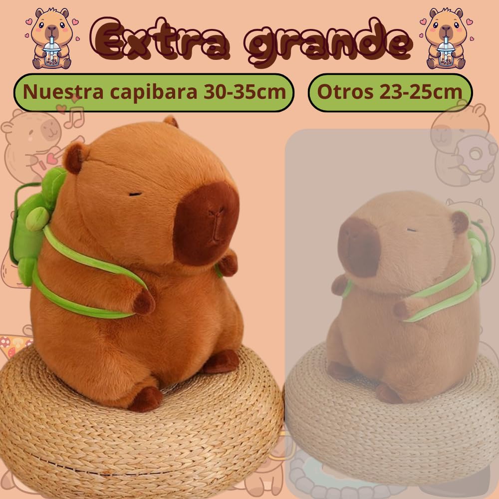 BULLPOWEX Peluche Capybara | Juguete Capibara 30-35cm, Animal de Peluche Suave y achuchable. Juguete para Bebes,niños/niñas y Adultos. Incluye Pegatina Capybara aleatoria. — view 5