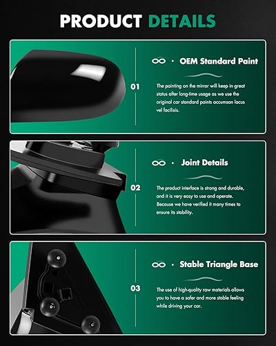 Miniatura 4 de SCITOO Espejo lateral del conductor compatible con 2006 2007 2008 2009 2010 para Hyundai Sonata HY1320149 ajuste de potencia calefacción