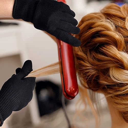 Miniatura 7 de IKOCO Guantes medianos a prueba de calor para peinar el cabello, 2 unidades para plancha plana, varita rizadora y cepillos de aire caliente